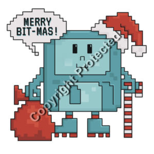 Christmas Retro Floppy Disk Cartoon - AS Colour - Tall Tee Design