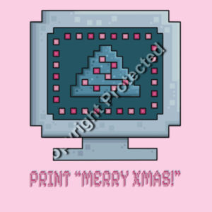 Christmas Computer Pixel Art - AS Colour - Maple Tee Design